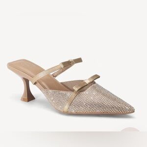 Cosy Island Bowtention Diamond Pointed Toe Heeled Mules